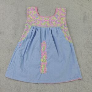 Mi Golondrina Pink and Blue Embroidered Blouse